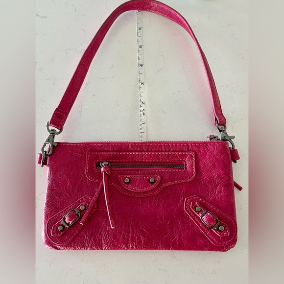 BARBAROSSA small hot Pink Leather Shoulder Bag, EUC - Picture 5 of 13